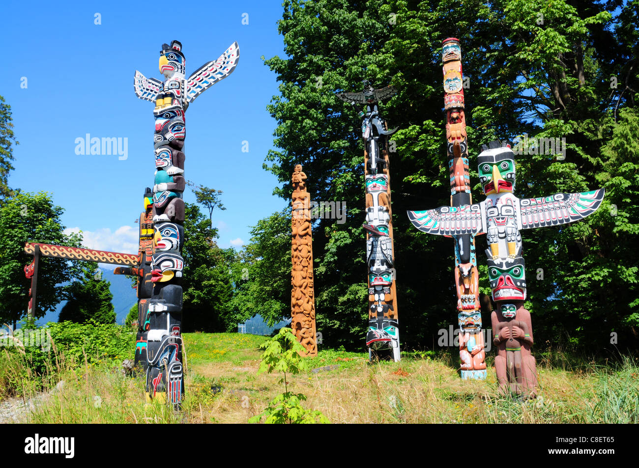 Totem Stanley Park, Vancouver Canada Foto Stock