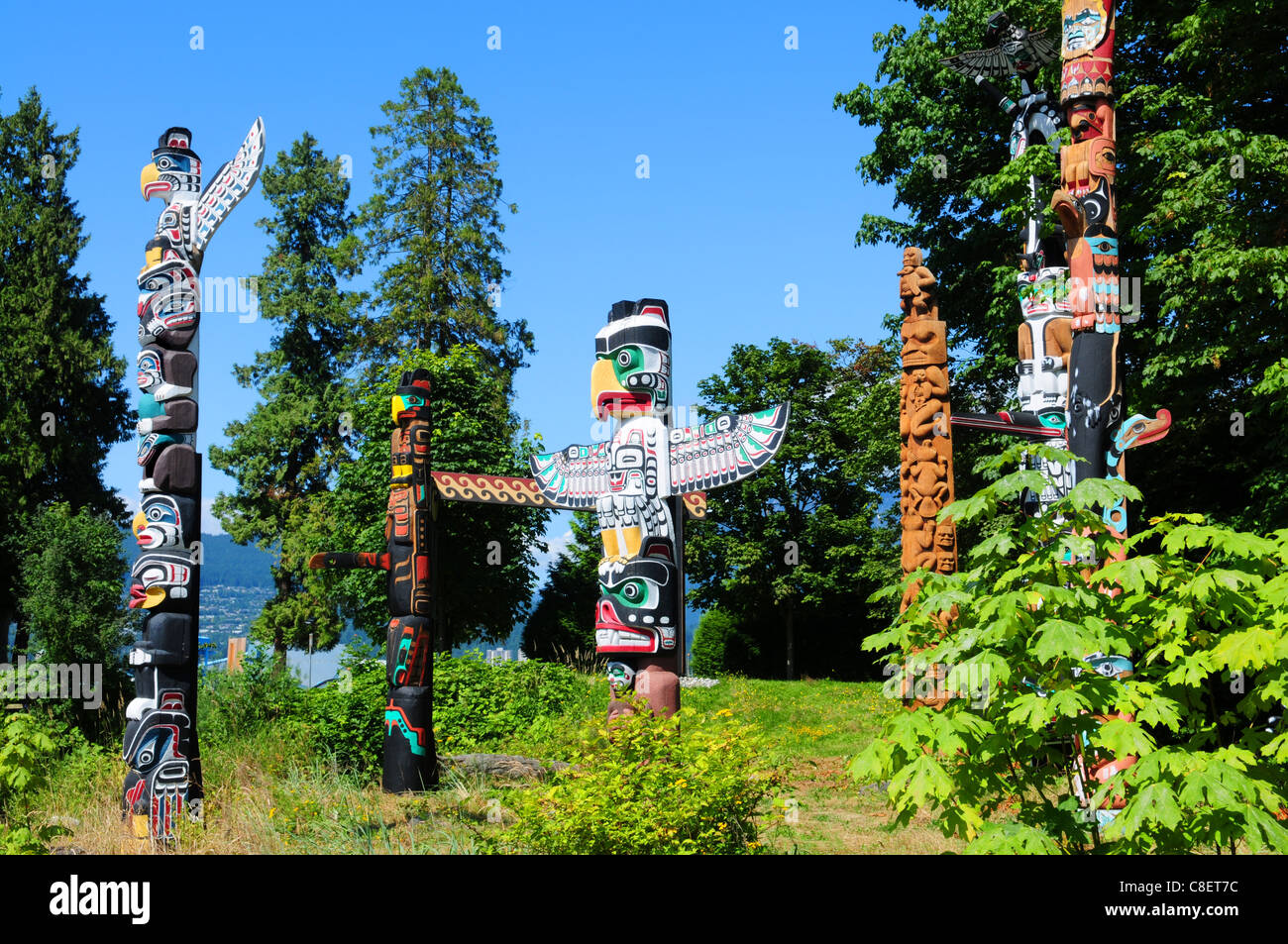 Totem Stanley Park a Vancouver, Canada Foto Stock