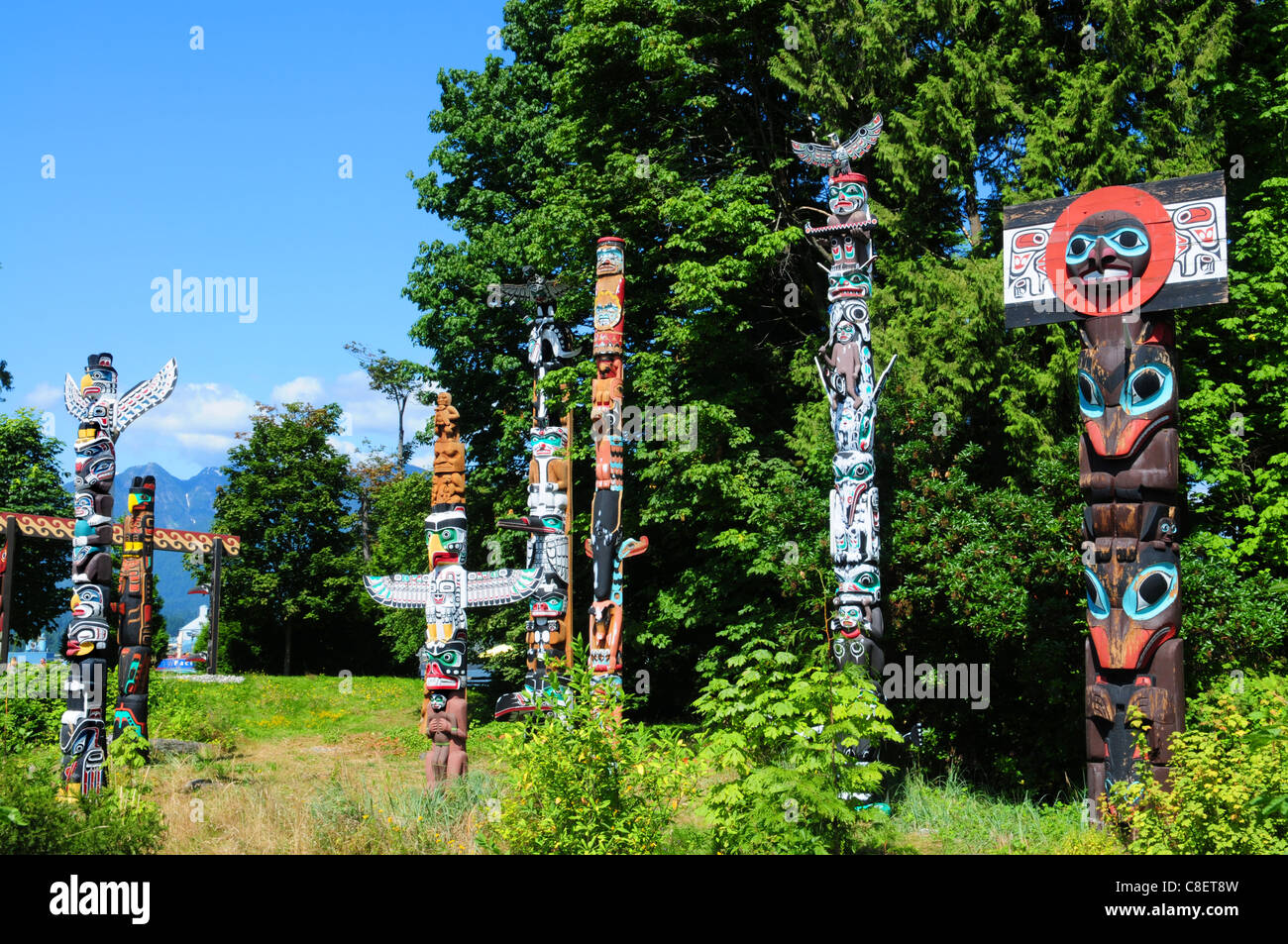 Totem Stanley Park a Vancouver, Canada Foto Stock