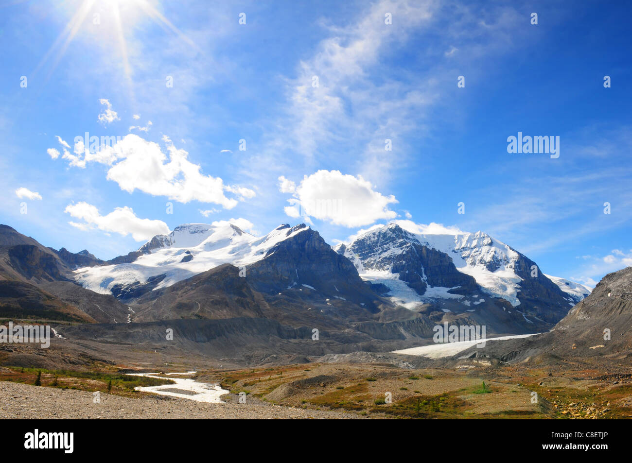 Ghiacciaio Athabasca Columbia Icefields, Canada Foto Stock