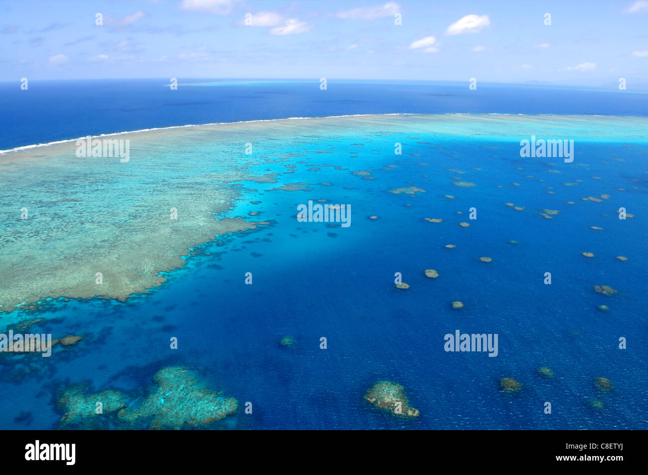La Grande Barriera Corallina, Cairns Australia visto da sopra Foto Stock