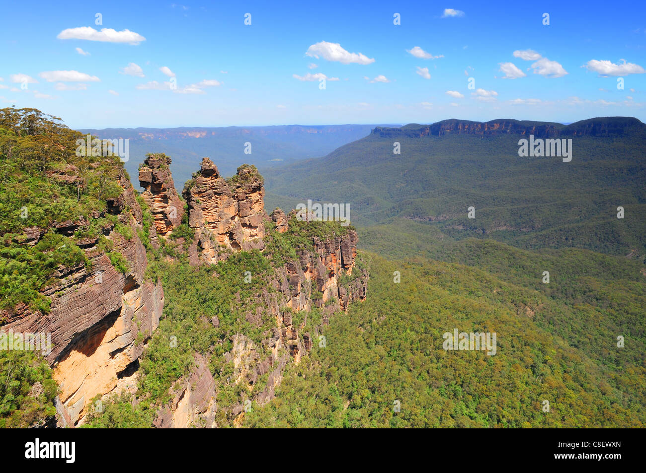Formazione rocciosa Tre Sorelle nelle Blue Mountains vicino a Sydney in Australia Foto Stock