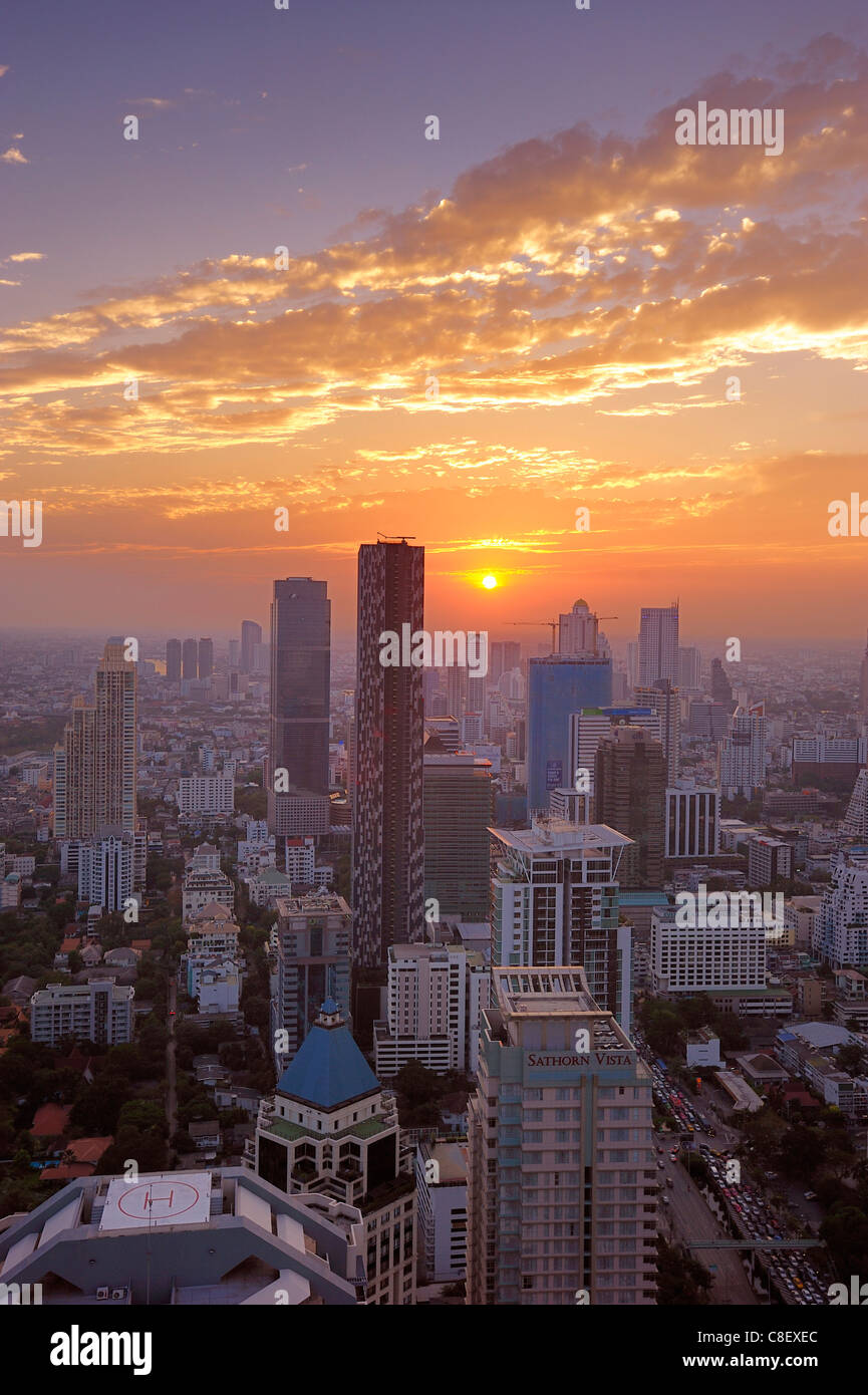Sera, visualizzare Banyan Tree Tower, Città, Bangkok, Thailandia, Asia Foto Stock