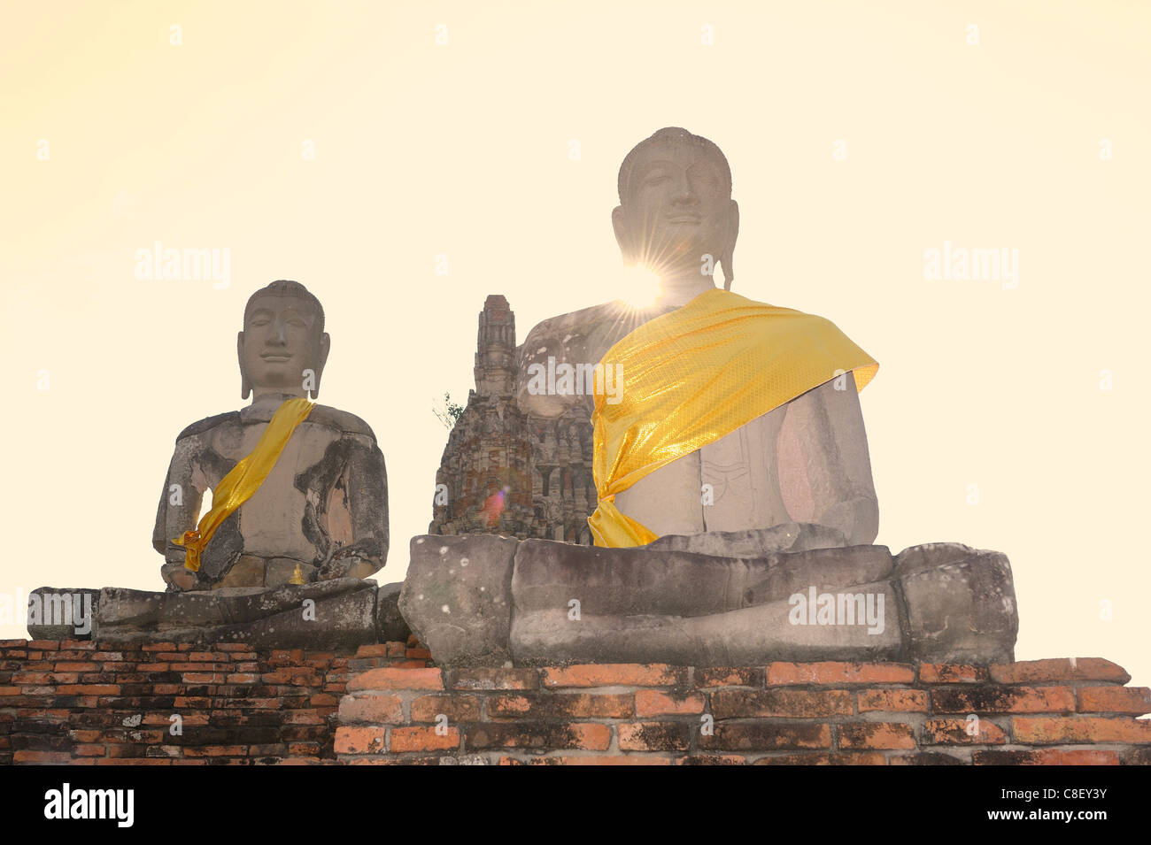 Wat Chai, Watthanaram, rovine, tempio UNESCO Patrimonio Mondiale, sito, Ayutthaya, Thailandia, Asia, Buddha Foto Stock