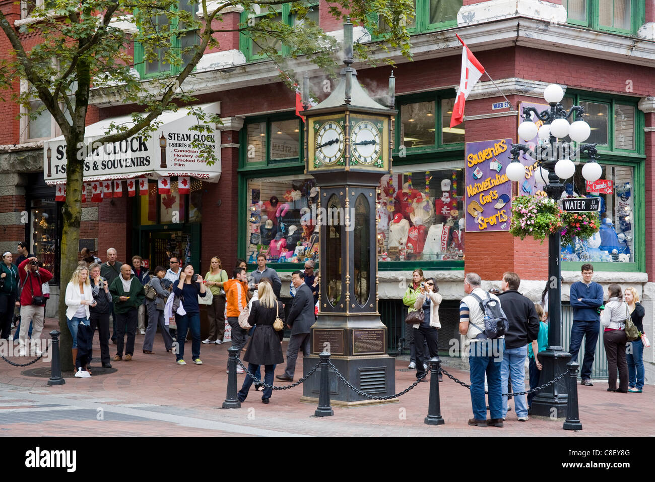 Orologio a vapore sul Water Street, quartiere Gastown, Vancouver, British Columbia, Canada Foto Stock