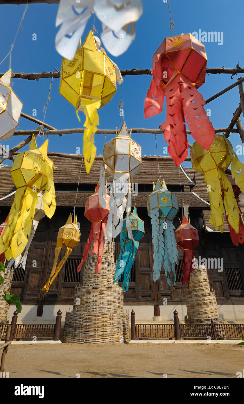 Wat Pan Tau, Chiang Mai, Thailandia, Asia, decorazione, colori Foto Stock