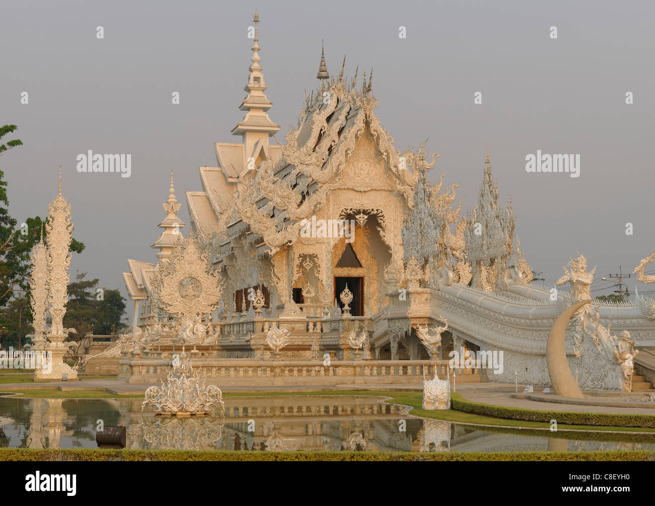 Wat Rong Khun, bianco tempio, Chiang Rai, Thailandia, Asia, religione Foto Stock