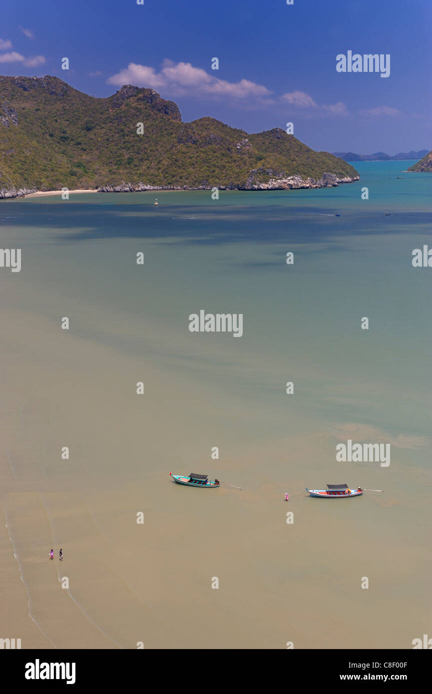 Vista, Bay, Khao Sam Roi Yod Marine, National Park, vicino a Hua Hin, Thailandia, Asia, spiaggia Foto Stock