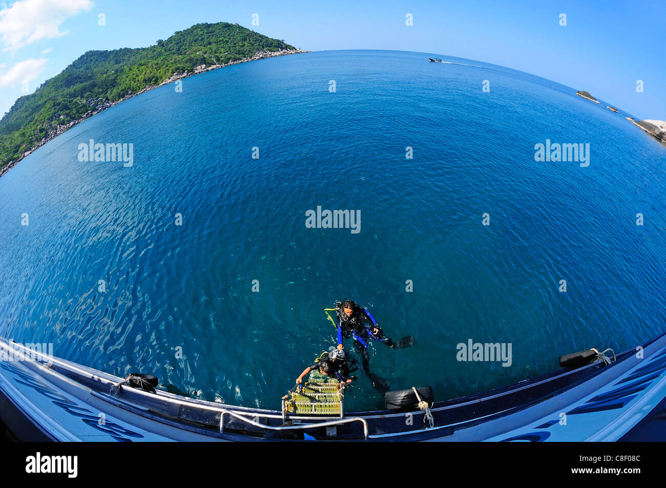 I subacquei Hin Wong, Bay, Dive Trip, Koh Tao, Thailandia, Asia Foto Stock