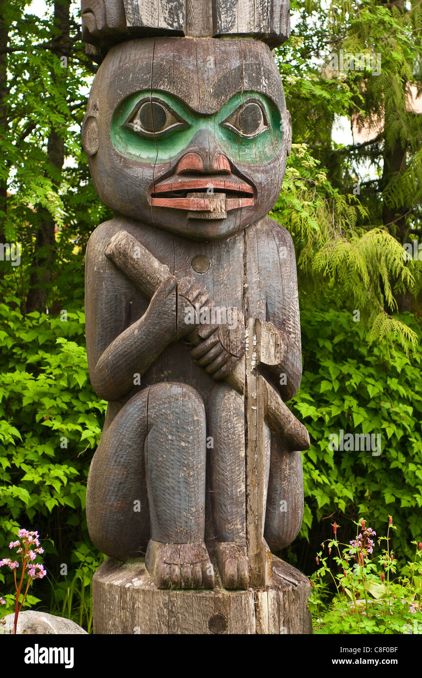 Totem a Kiksetti Totem Park, Wrangell, a sud-est di Alaska, Stati Uniti d'America Foto Stock