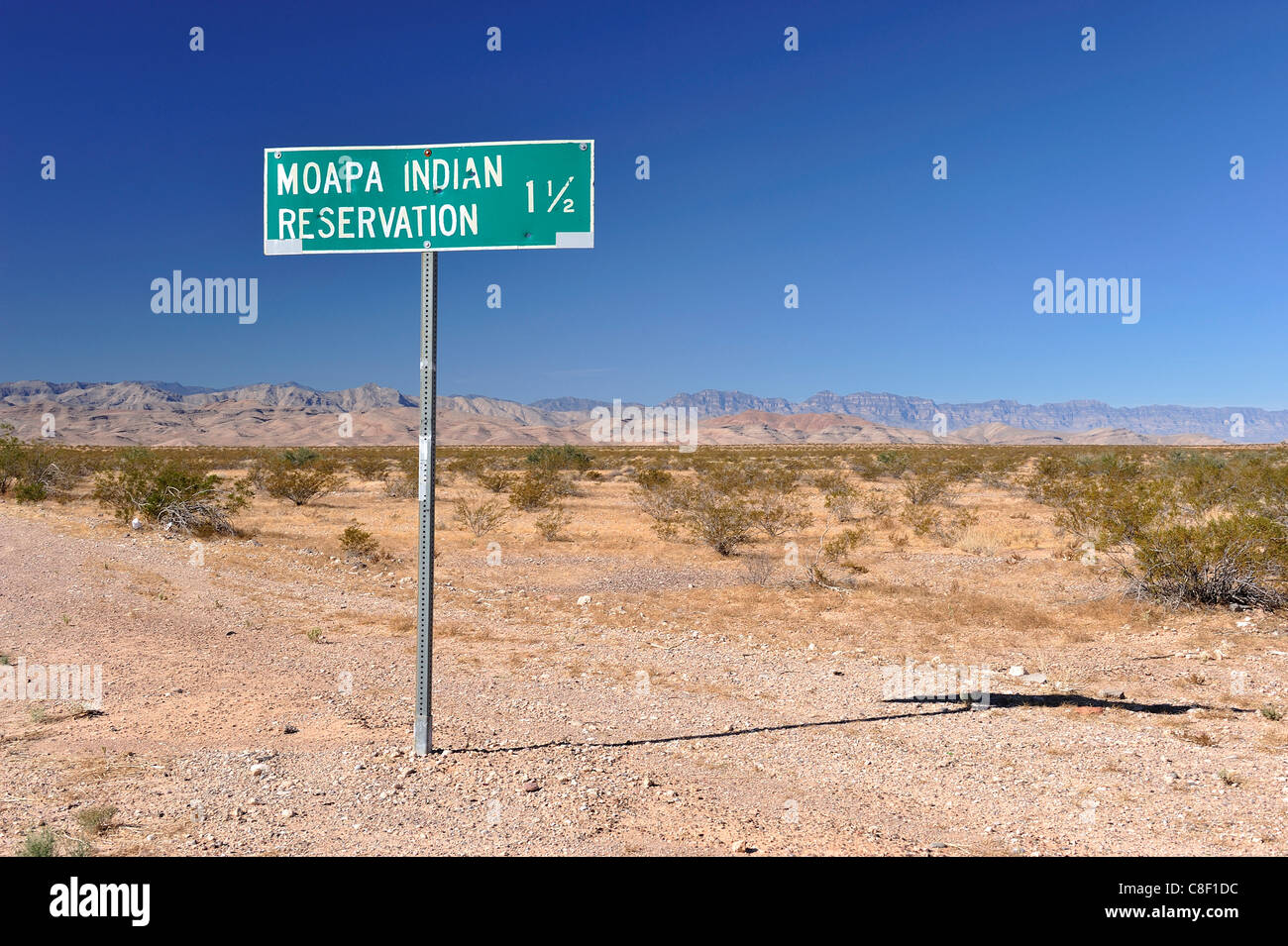 Street, segno, Moapa, indiano, prenotazione, Nevada, Stati Uniti d'America, Stati Uniti, America, Foto Stock