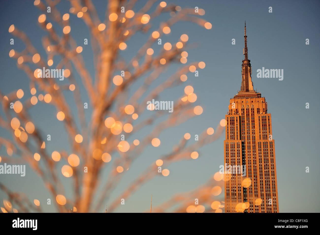 Natale, decorazione, Empire State Building, Manhattan, New York, Stati Uniti d'America, Stati Uniti, America, Foto Stock