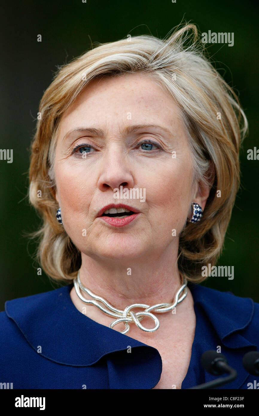 Stati Uniti il Segretario di Stato Hillary Clinton durante la sua visita in Irlanda Foto Stock