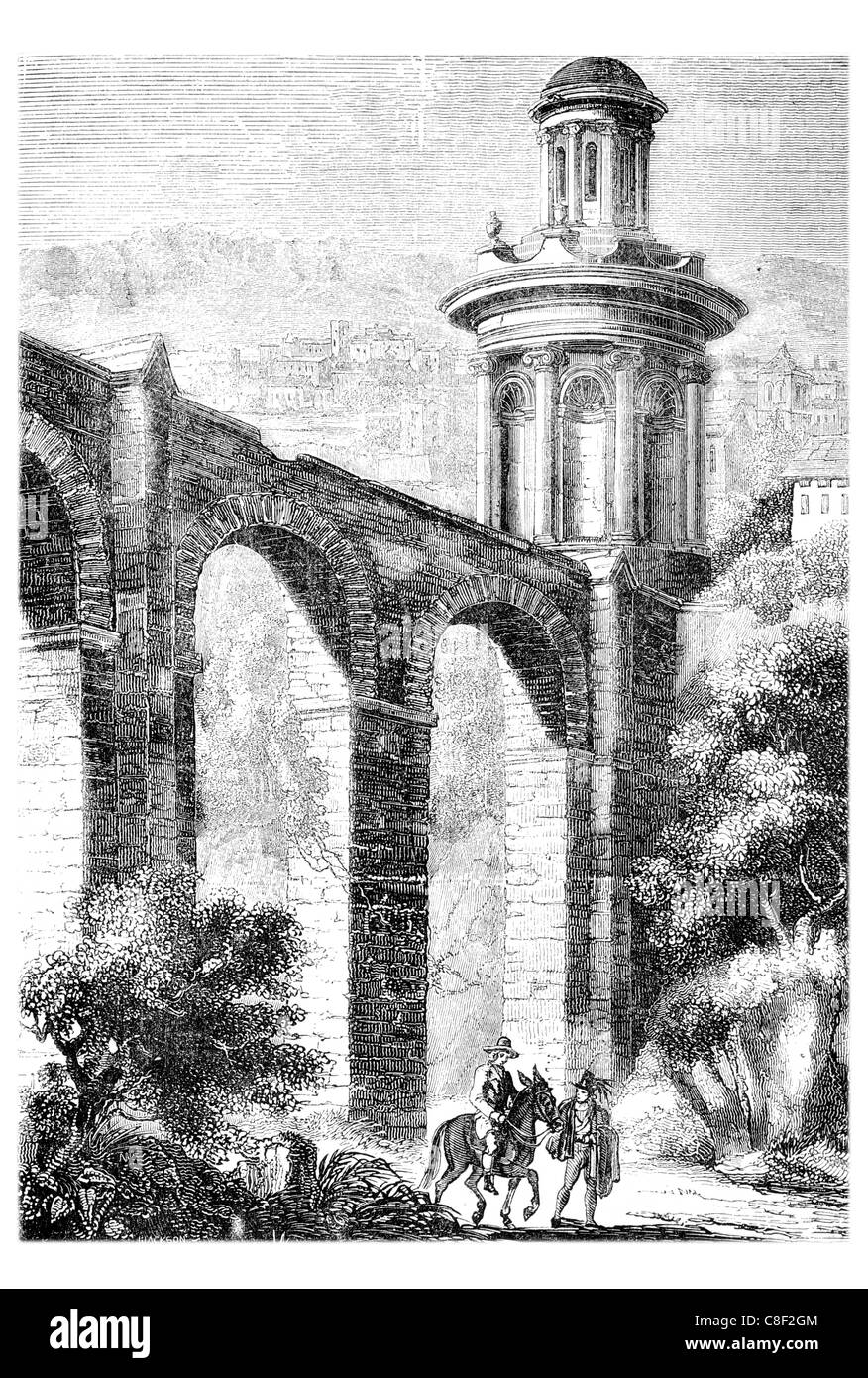 Acquedotto romano castellum Evora Portogallo acqua di acquedotto canale di alimentazione costruiti convogliare engineering canal canali Foto Stock