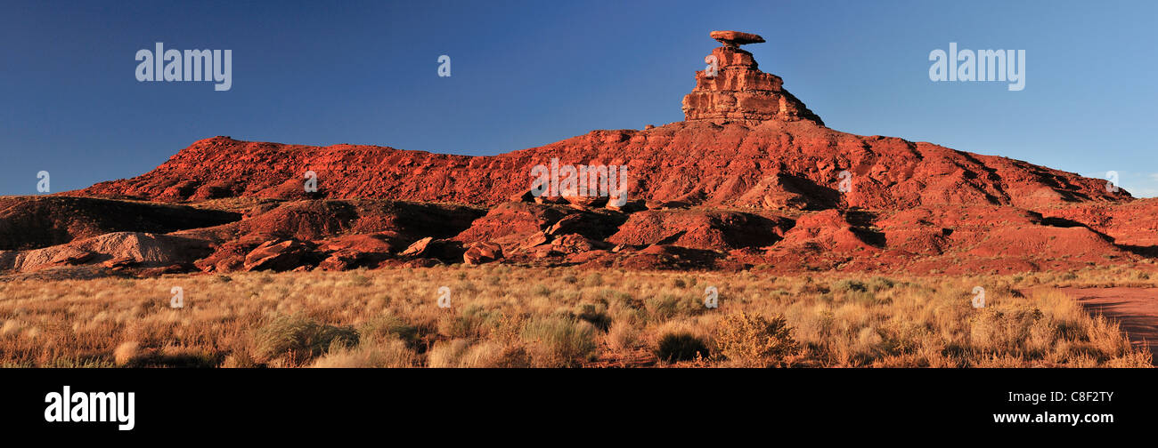 Mexican Hat, rock messicano, Colorado Plateau, Utah, Stati Uniti d'America, Stati Uniti, America, rosso Foto Stock