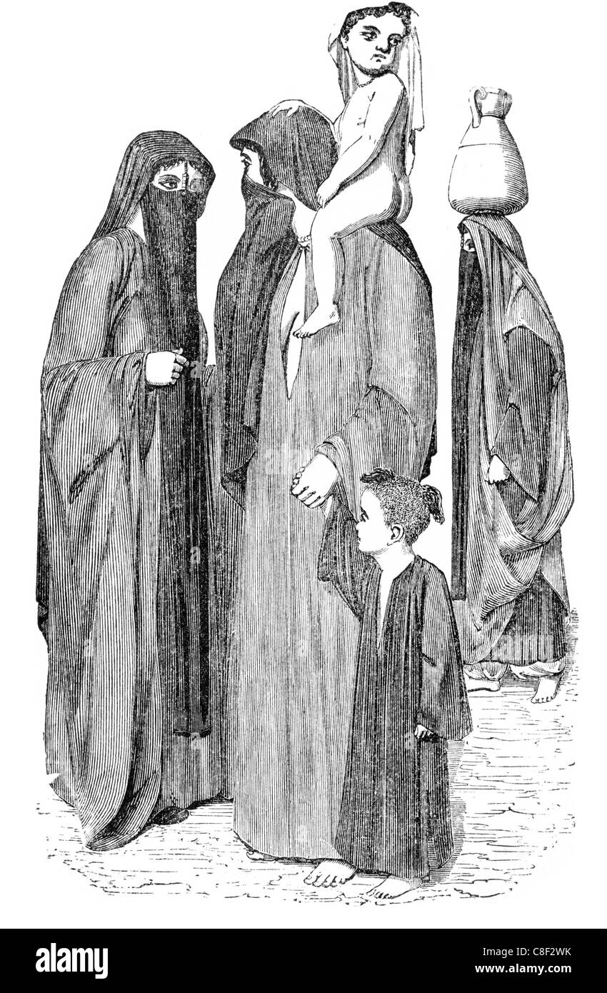 Egiziano abiti femminili classi lavoratrici costumi costume abbigliamento guardaroba abiti abito tunica abbigliamento abbigliamento tessile tessile Foto Stock