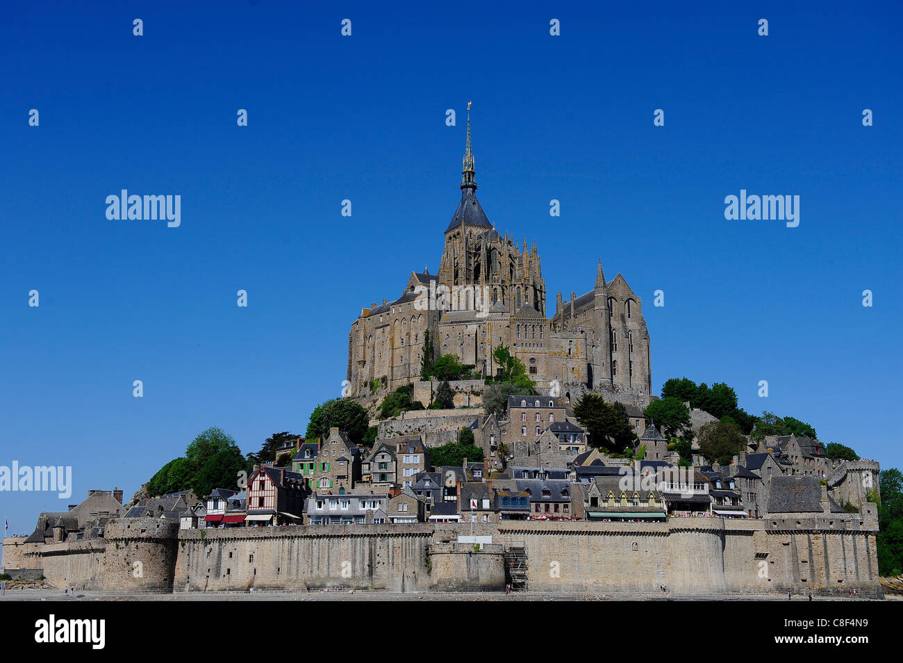 Abbazia di Mont Saint Michel, Sito Patrimonio Mondiale dell'UNESCO, in Normandia, Francia Foto Stock