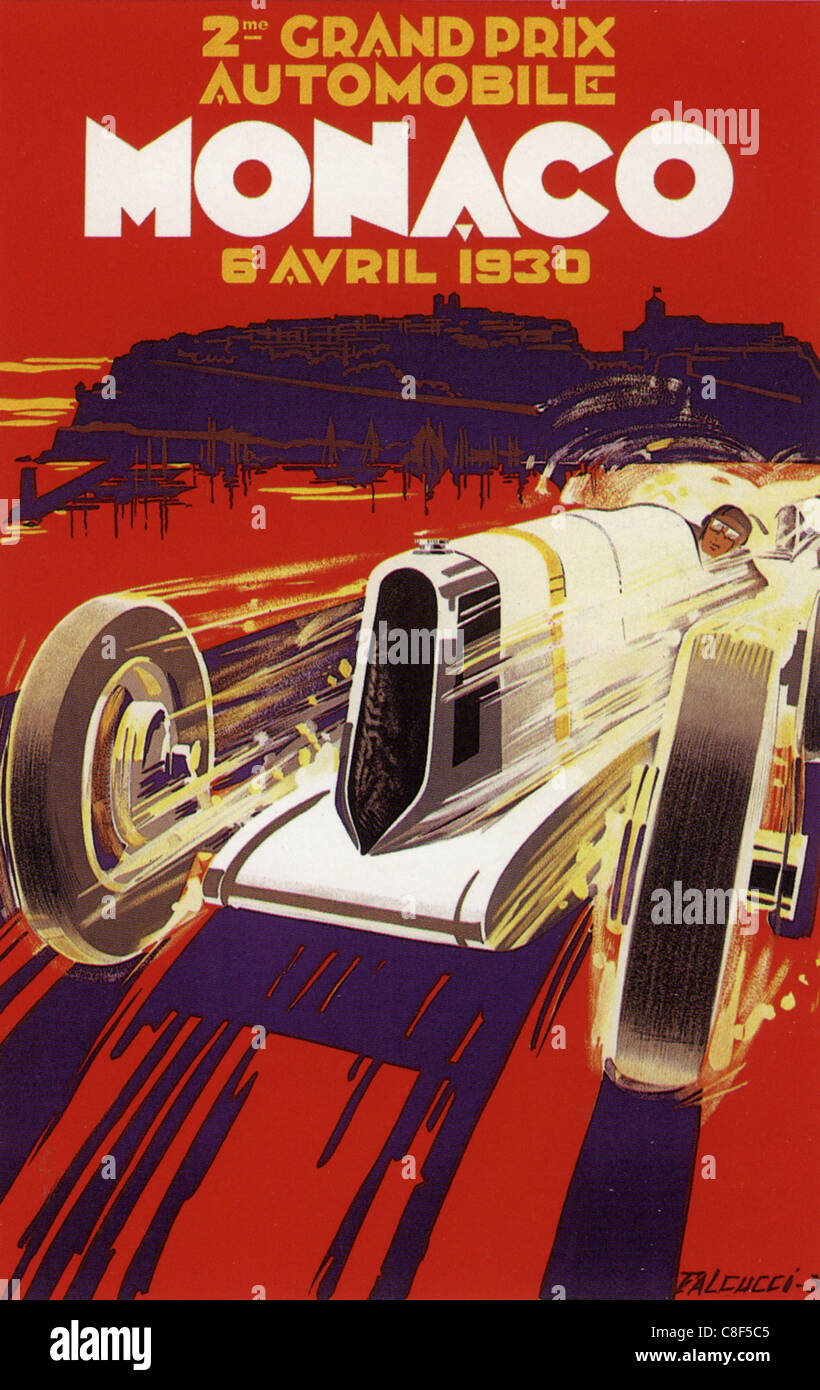 Gran Premio di Monaco 1930 poster concepito da Roberto Falcucci Foto Stock
