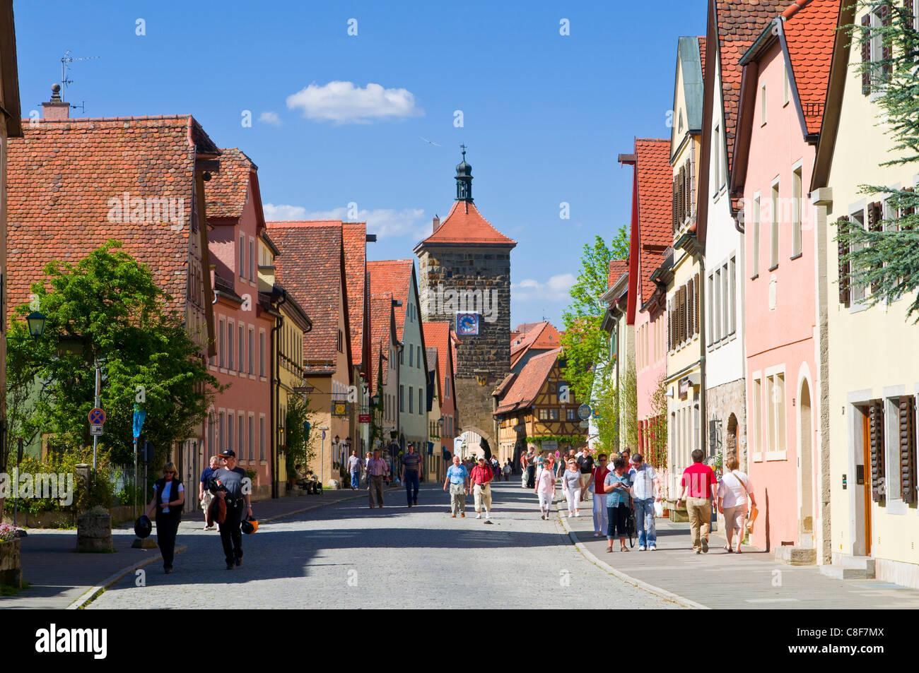 La storica città di Rothenburg ob der Tauber, Franconia, Baviera, Germania Foto Stock