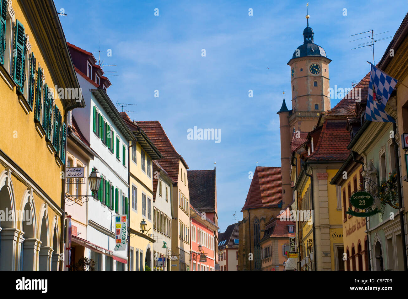La città storica di Volkach, Franconia, Baviera, Germania Foto Stock