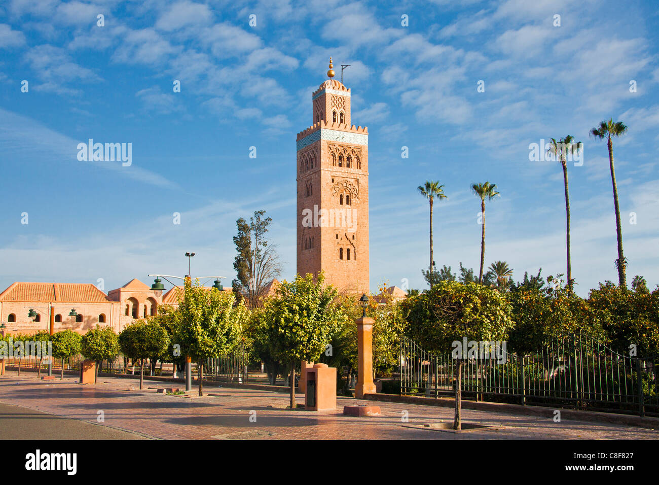 Il Marocco, Africa Settentrionale, Africa Marrakech Koutoubia, la Moschea Koutoubia, tower, rook, Foto Stock