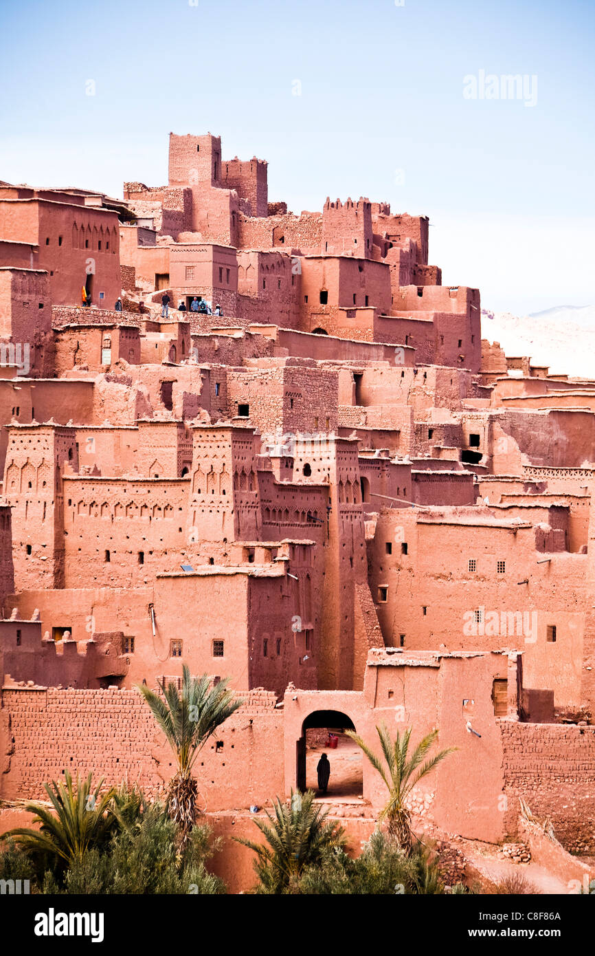 Il Marocco, Africa Settentrionale, Africa del sud del Marocco, Atlas, montagne, montagne, Ait Ben Haddou, Kasbah, il patrimonio culturale mondiale, Foto Stock