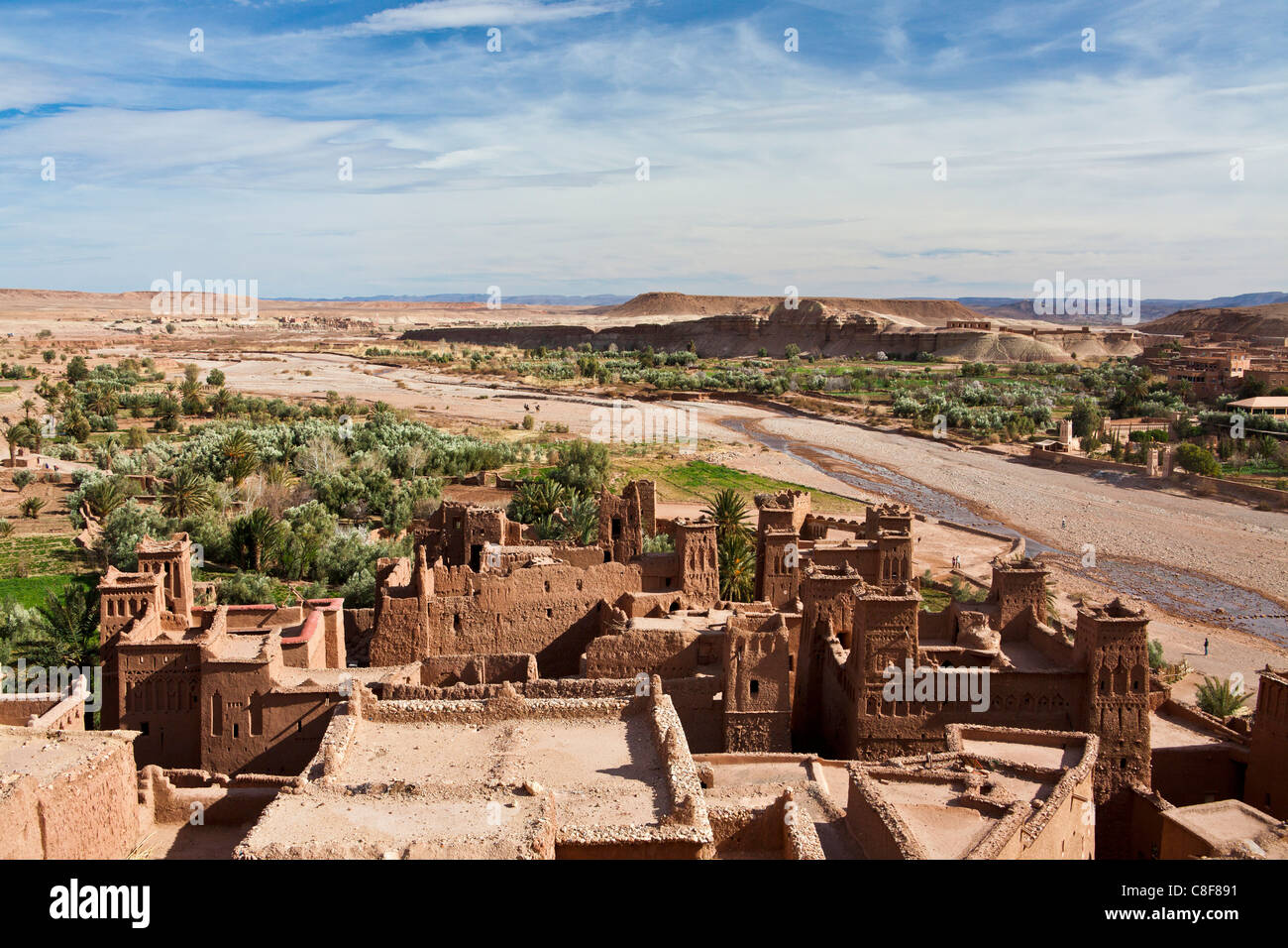 Il Marocco, Africa Settentrionale, Africa del sud del Marocco, Atlas, montagne, montagne, Ait Ben Haddou, Kasbah, il patrimonio culturale mondiale, Foto Stock