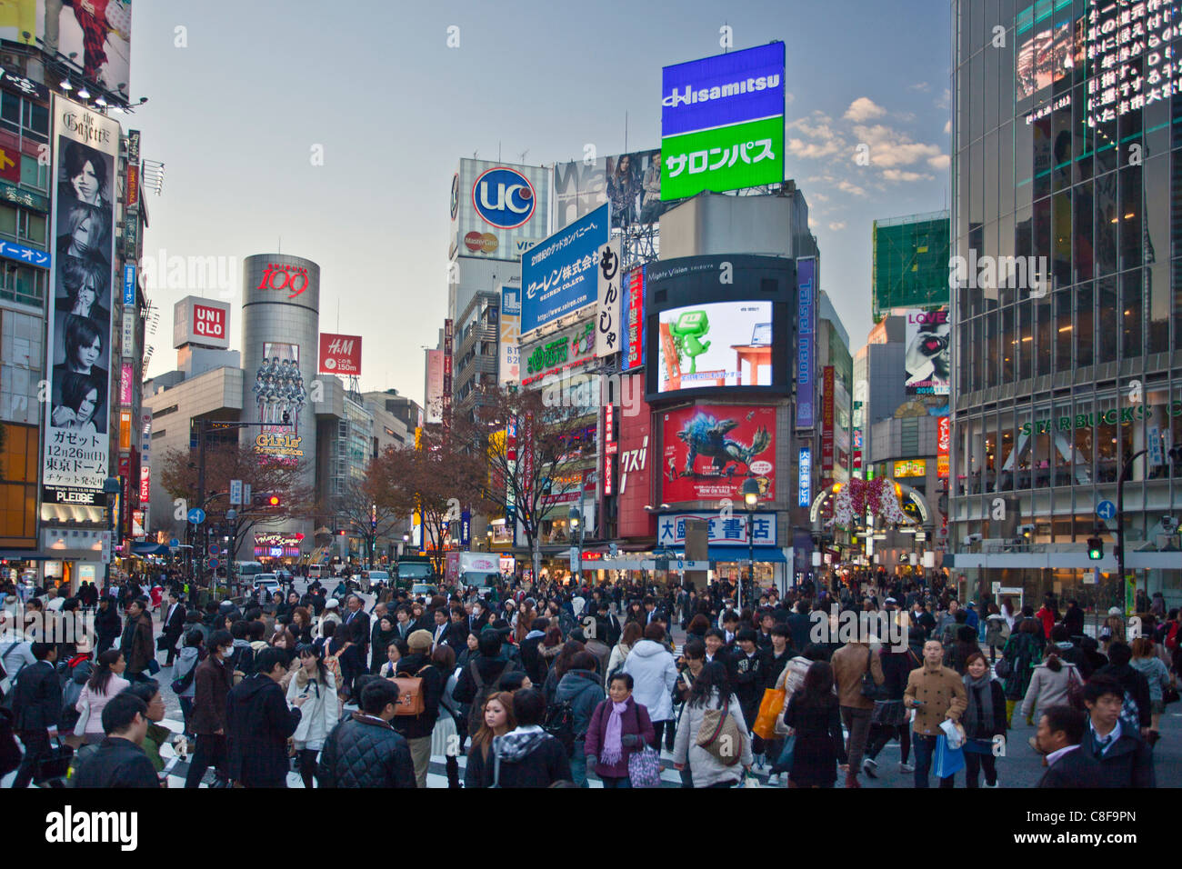 Tokyo, city, Giappone, Novembre, Asia, district, Shibuya, persone, passanti, pedoni, città, centro città, pedonale cr Foto Stock