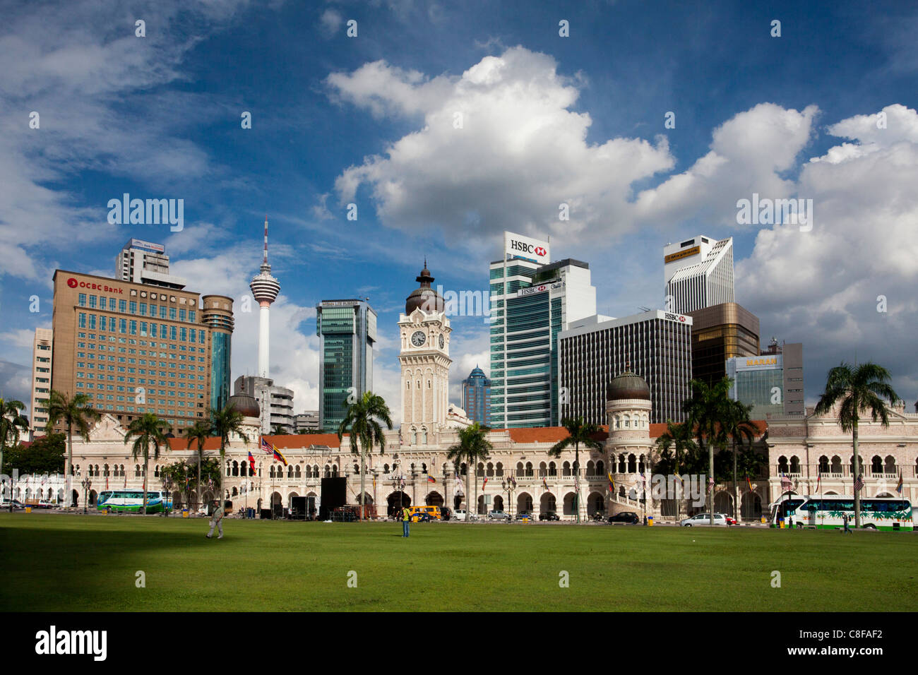 Malaysia, Asia, Kuala Lumpur, paese, città, Skyline, luogo, Merdeka posto, Palazzo Sultano Abdul Samad, edificio torre Menara, blocchi di f Foto Stock