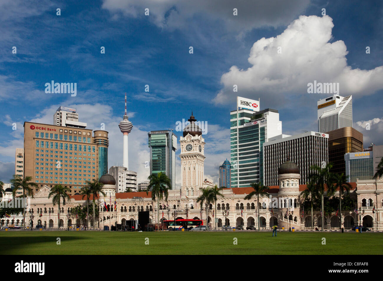 Malaysia, Asia, Kuala Lumpur, paese, città, Skyline, luogo, Merdeka posto, Palazzo Sultano Abdul Samad, edificio torre Menara, blocchi di f Foto Stock