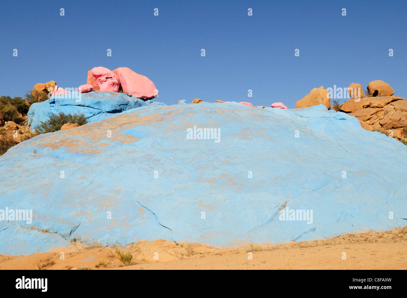 Dipinto di rocce vicino Tafraoute, Souss-Massa-Draa Regione, Marocco Foto Stock