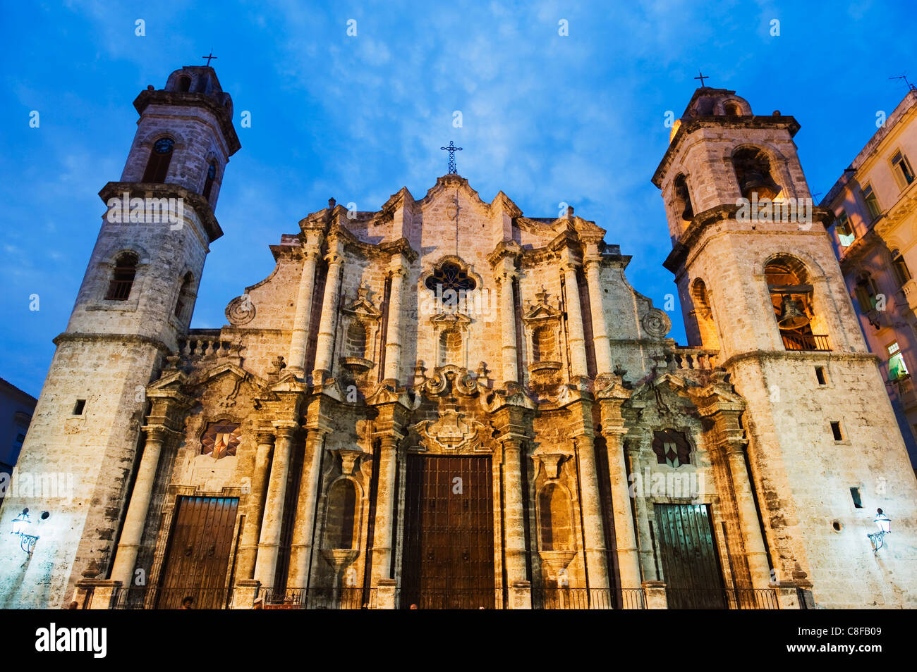 San Cristobal cattedrale in Plaza de la Catedral, Habana Vieja (Città Vecchia, sito Patrimonio Mondiale dell'UNESCO, l'Avana, Cuba, West Indies Foto Stock