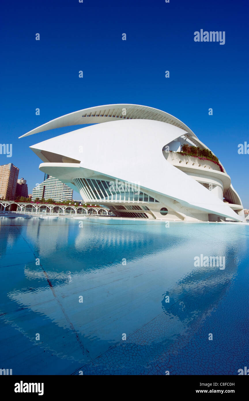Palau de les Arts Reina Sofia, Santiago Calatrava,, Città delle Arti e delle Scienze di Valencia, Spagna Foto Stock
