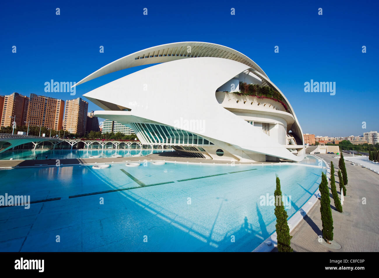 Palau de les Arts Reina Sofia, Santiago Calatrava, Città delle Arti e delle Scienze di Valencia, Spagna Foto Stock