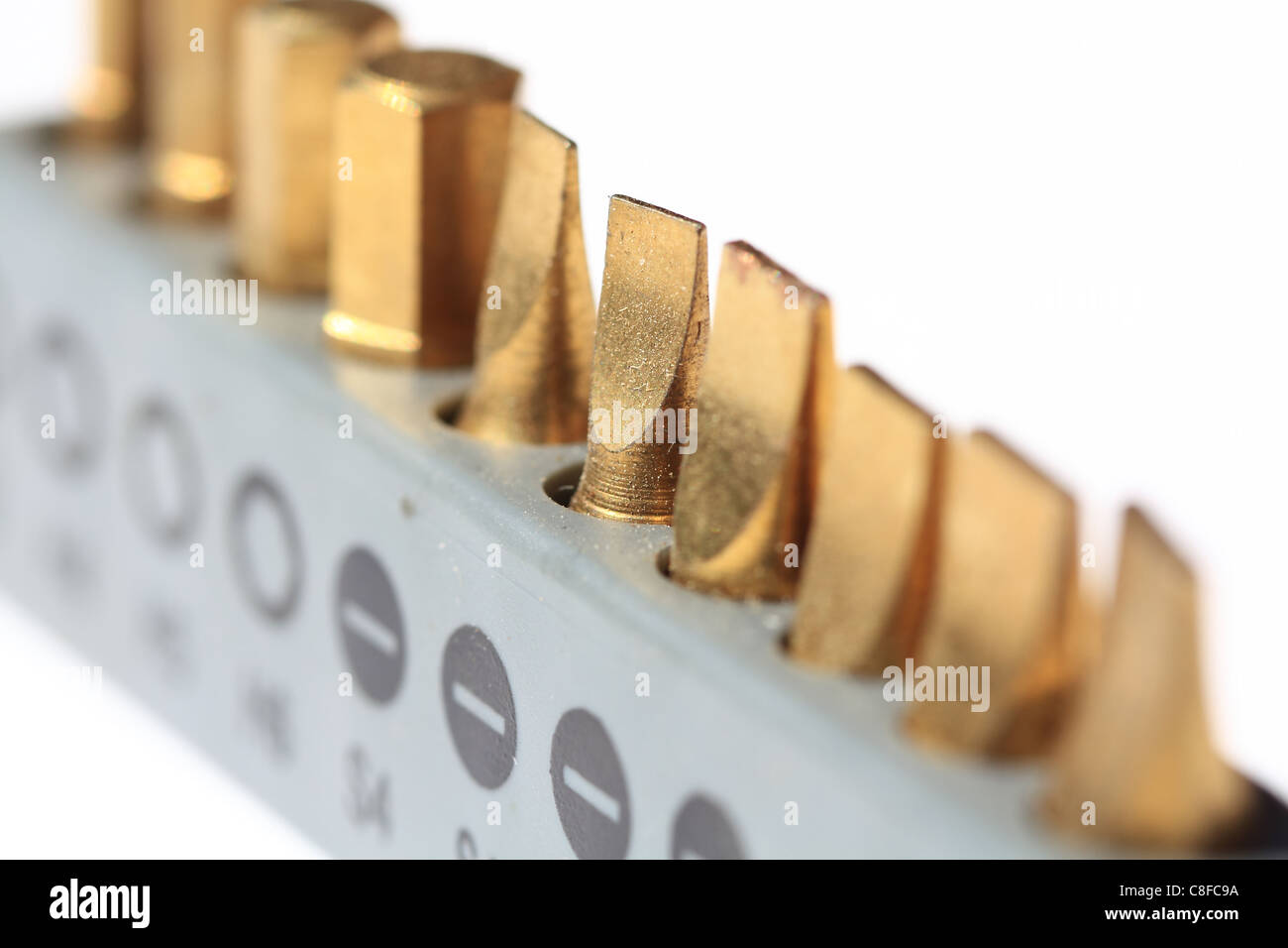 Cacciavite operazioni su uno sfondo bianco Foto Stock