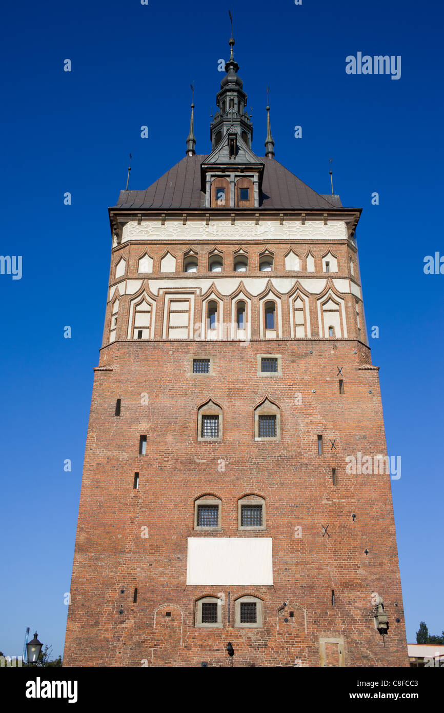 La torre della prigione storica pietra miliare in Gdansk, Polonia Foto Stock