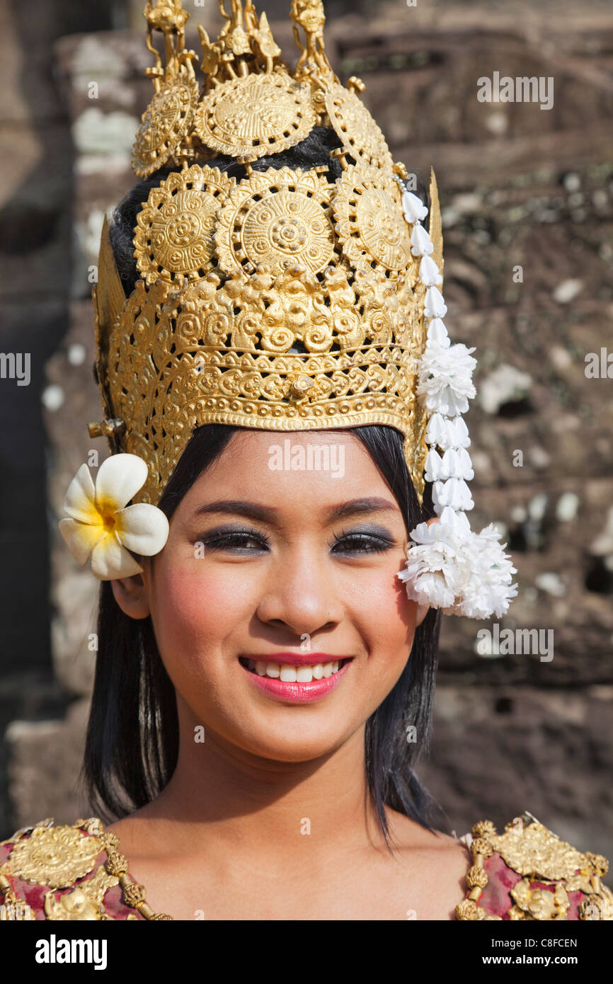 Asia, Cambogia Siem Reap, Angkor, Angkor Wat, Angkor Thom, Bayon, Apsara, Apsara ballerino, donna asiatica, donne asiatiche, Cambogiano Wo Foto Stock