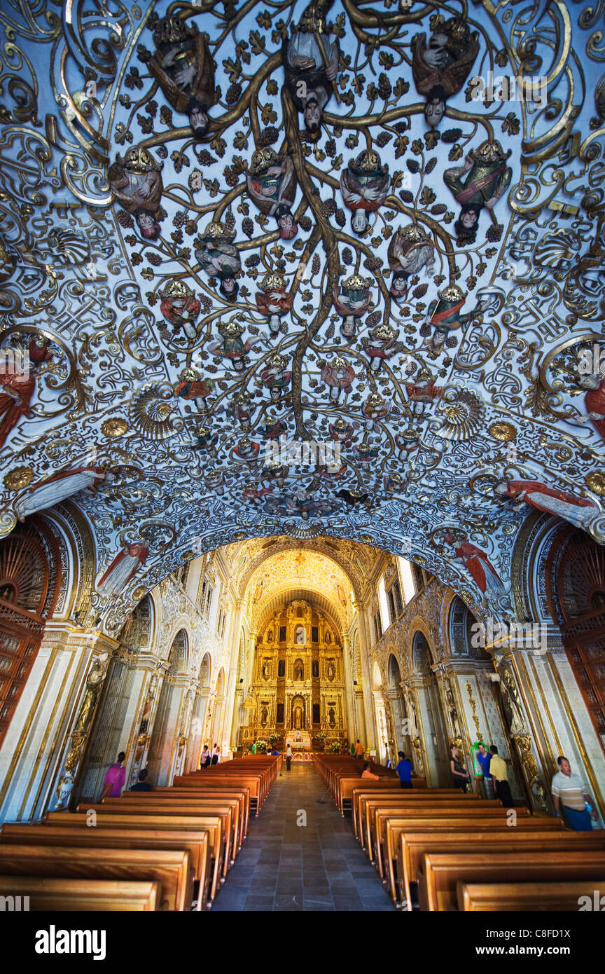 Interno della chiesa di Santo Domingo, Oaxaca, stato di Oaxaca, Messico Foto Stock