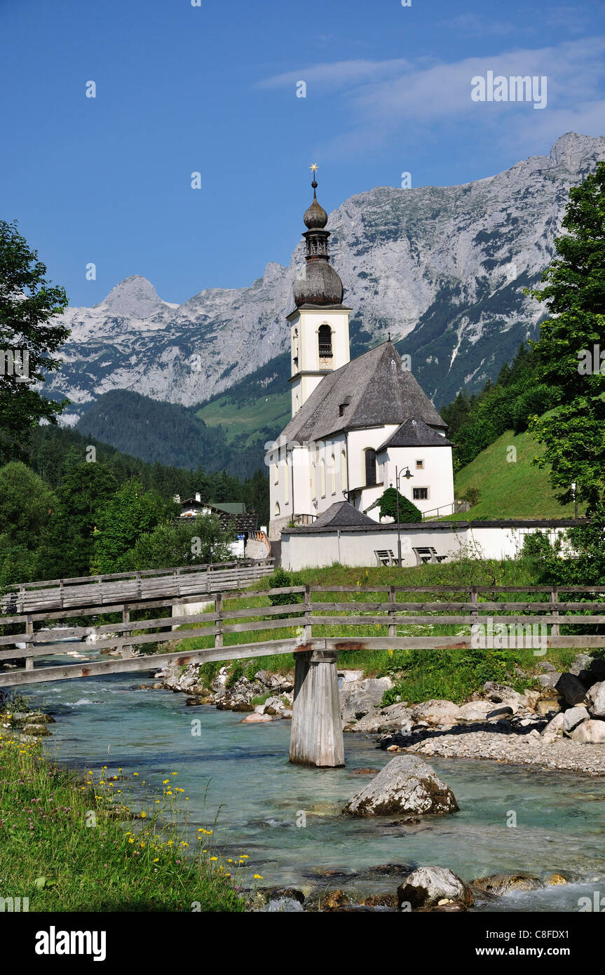 Chiesa di Ramsau, Berchtesgadener Land di Baviera, Germania Foto Stock