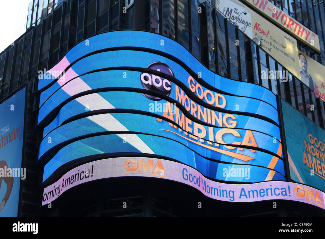 Good Morning America Sign in Times Square Foto Stock
