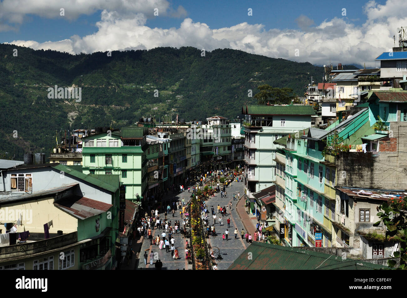 Vista di Gangtok, Est il Sikkim, Sikkim, India Foto Stock