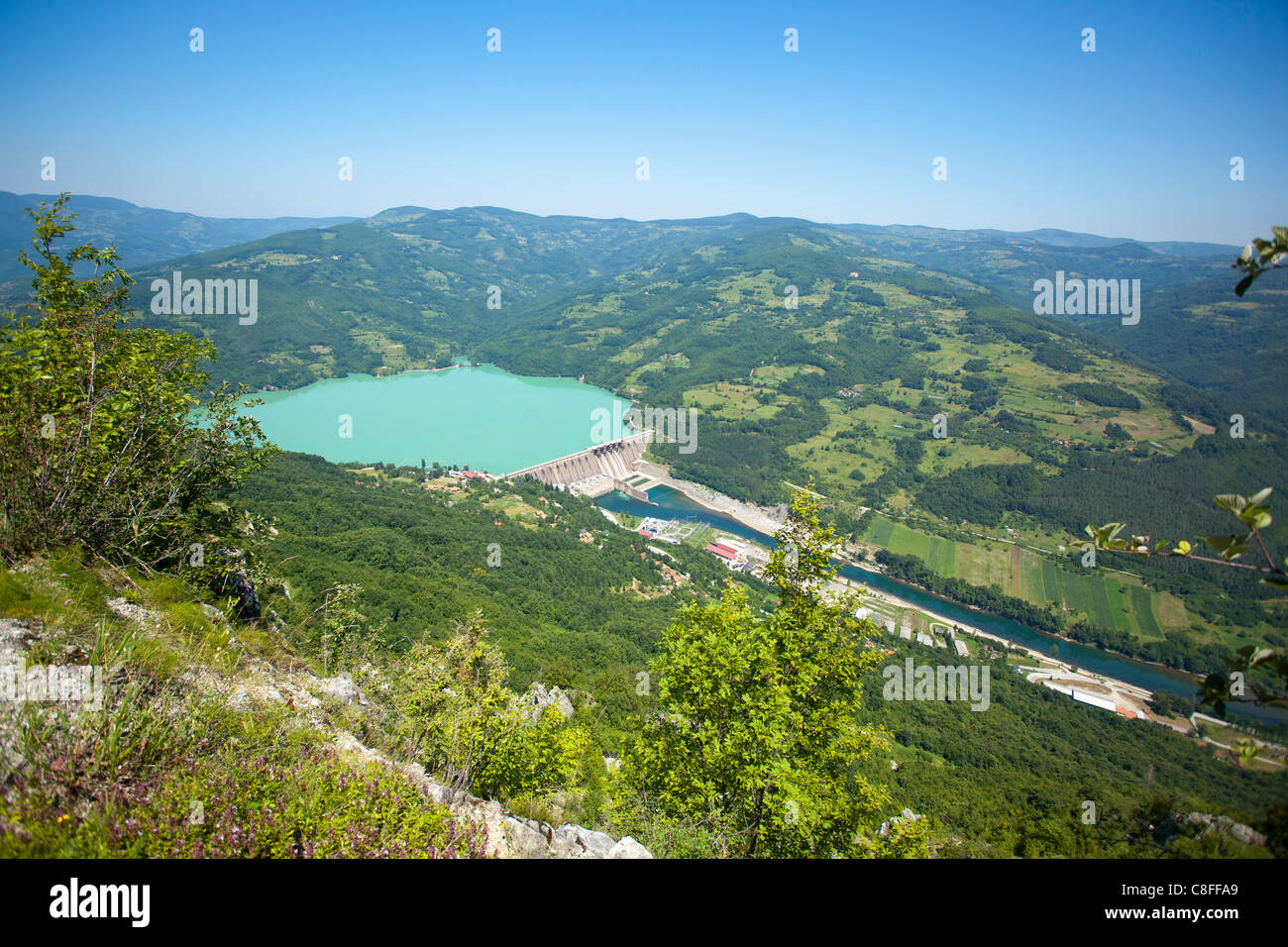Energia idroelettrica Perucac Drina Dam Serbia Foto Stock