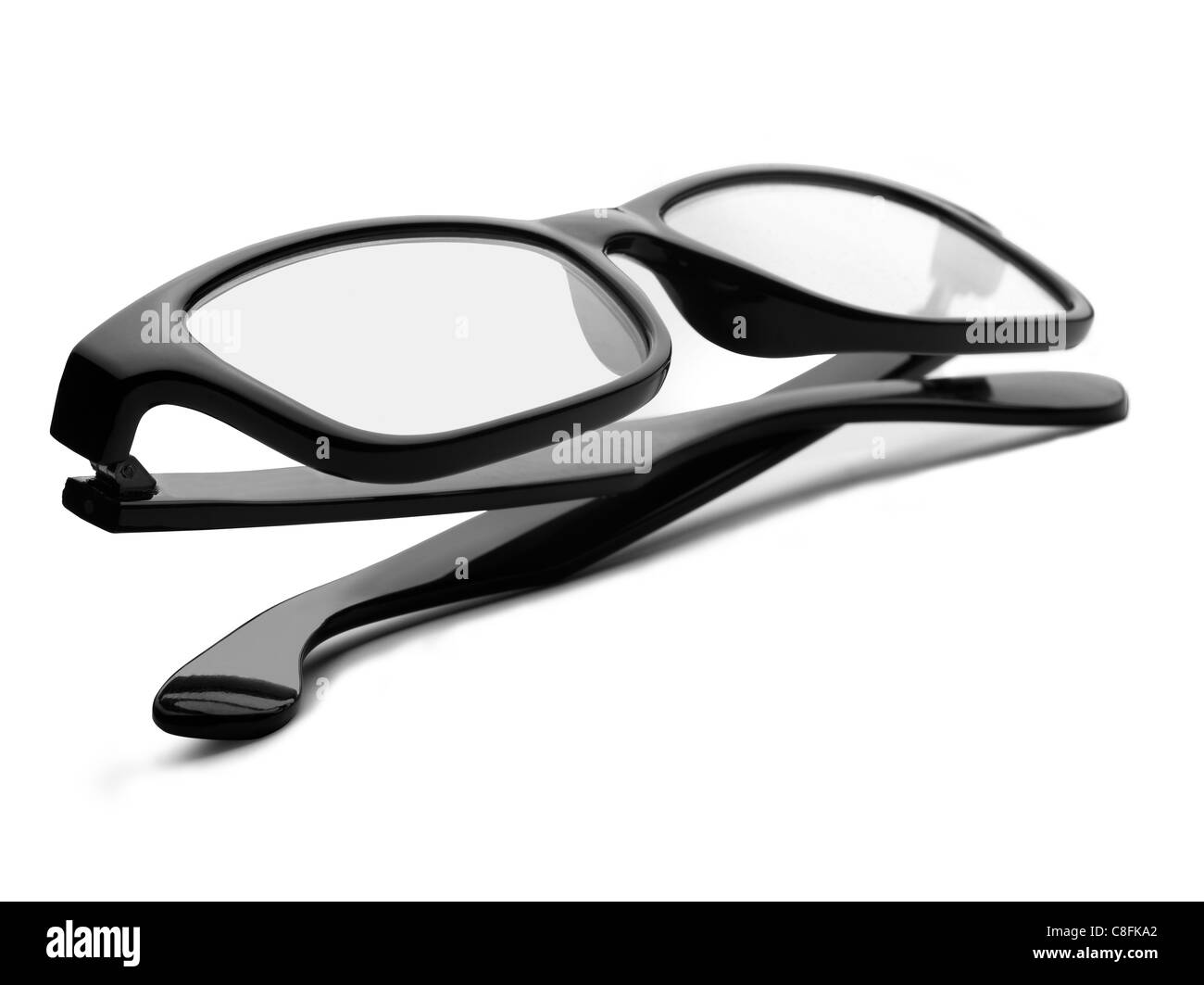 Un paio di occhiali neri isolati su uno sfondo bianco. Percorso di clipping è incluso Foto Stock