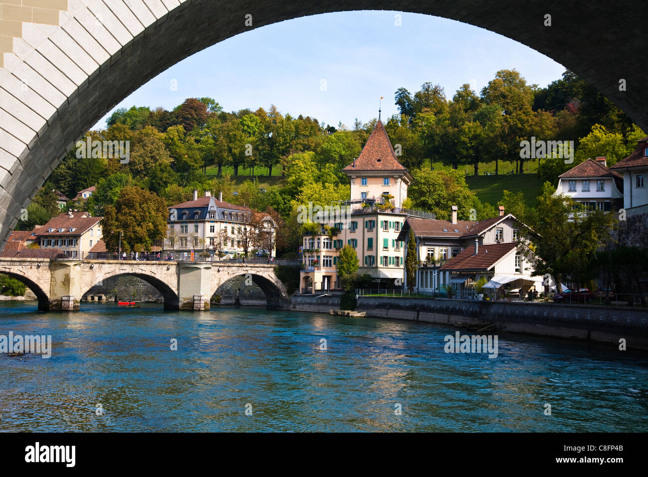 Ponti sul fiume Aare a Berna, Svizzera Foto Stock