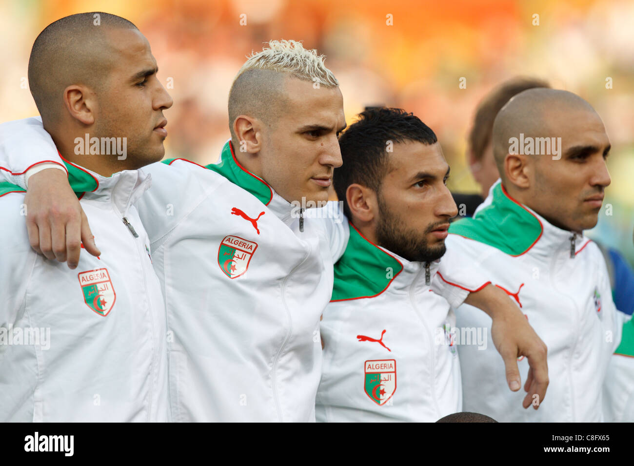 Algeria i giocatori line up per presentazioni del team prima di un 2011 Coppa del Mondo FIFA Group C match contro gli Stati Uniti. Foto Stock