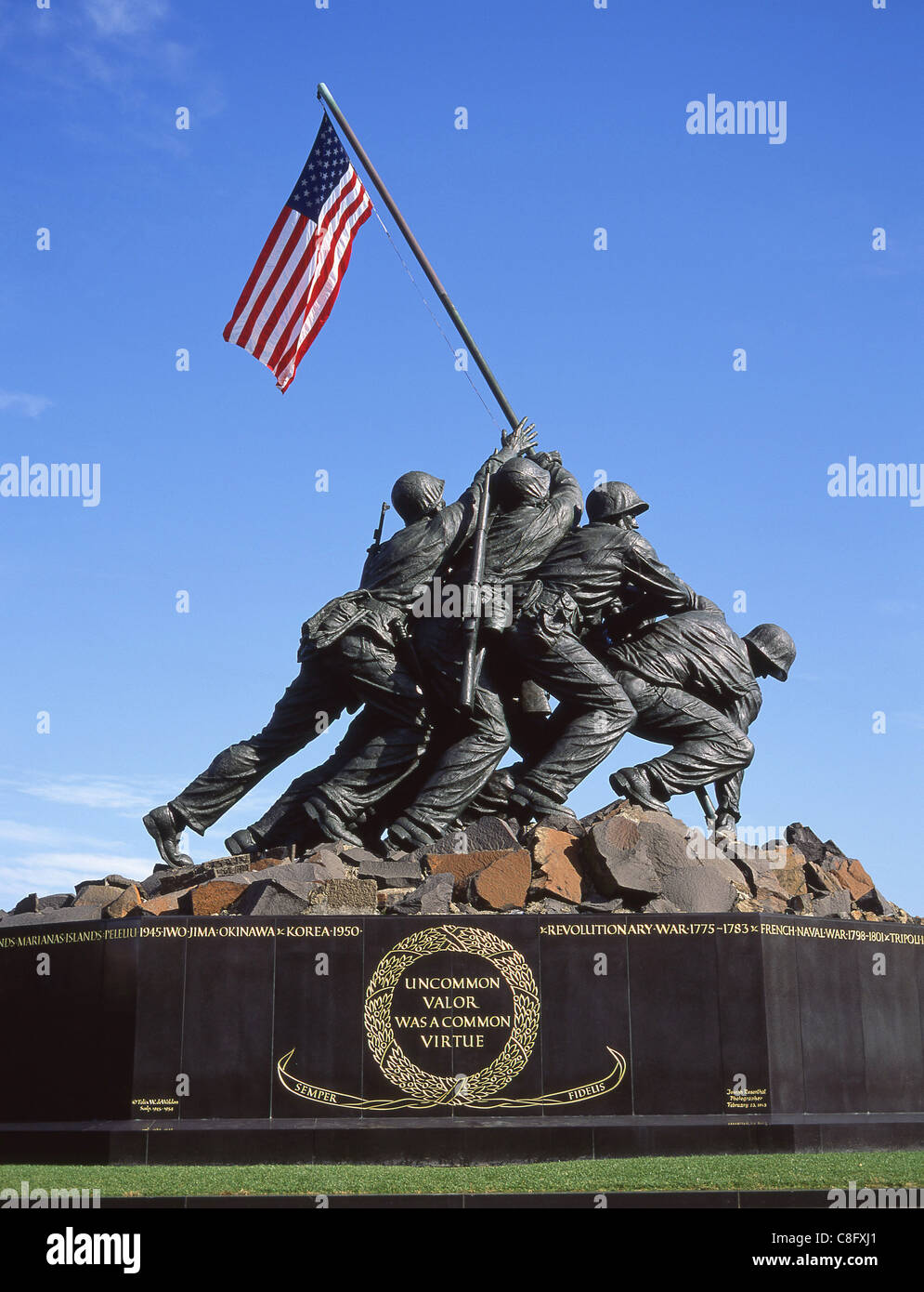 Il Marine Corps War Memorial, Rosslyn, Virginia, Stati Uniti d'America Foto Stock