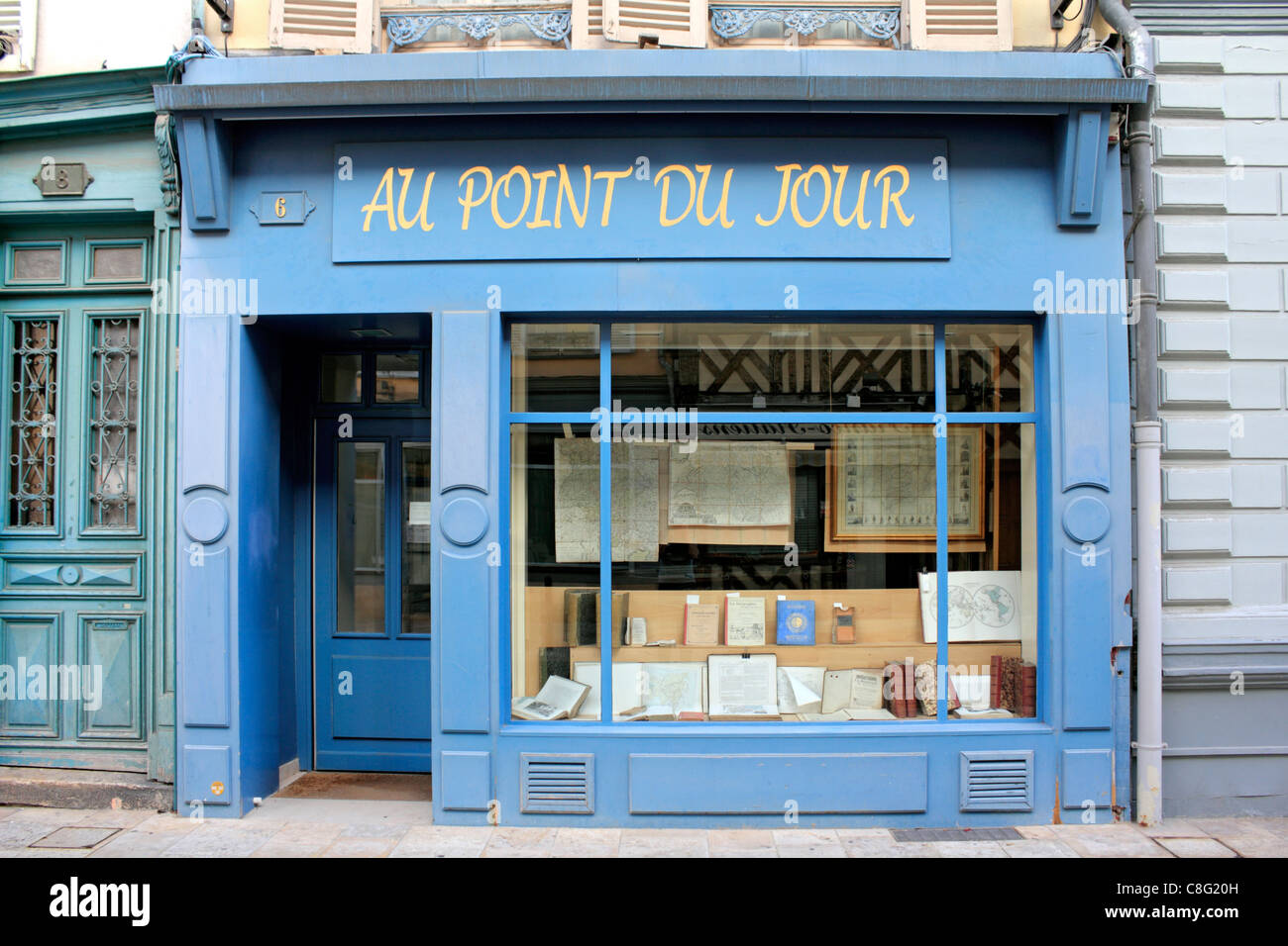 Au Point du Jour Mappa Shop di Troyes, Aube Champagne-Ardenne Francia Foto Stock