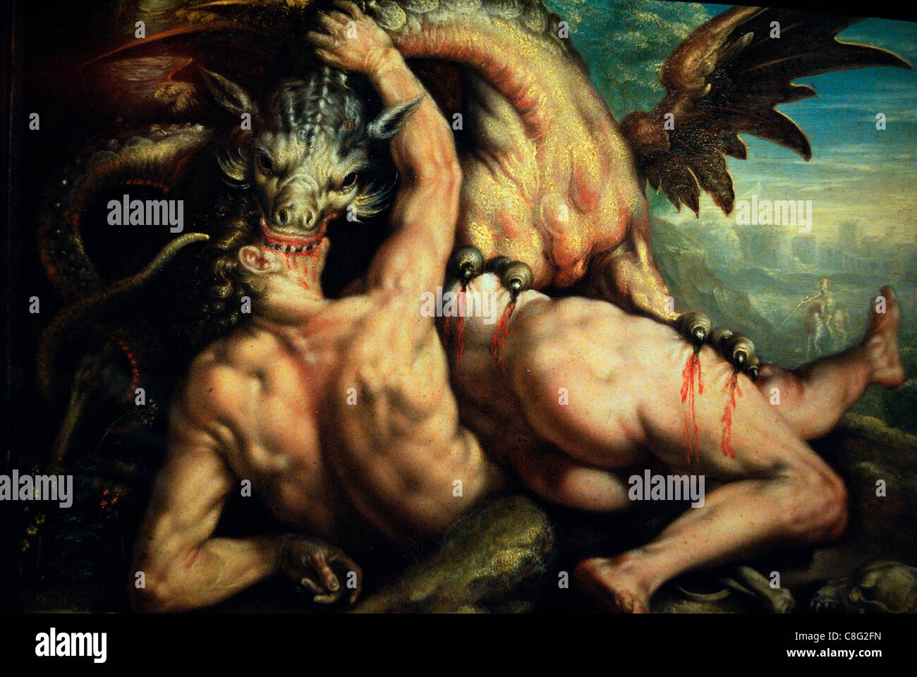 Dragon uccide Cadmon compagni, Adriaen van der Werff, Hendrick Goltzius Foto Stock