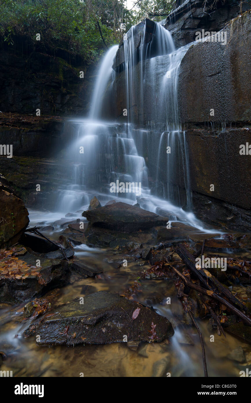 Bad ramo ha le sue sorgenti sul lato nord della montagna Oakey, appena dietro l'angolo da Crow Creek. Entrambi i flussi vuota nel vicino lago di seme. Le cascate sono essi stessi situato in una baia isolata e sono in ombra la gran parte della giornata. Essi sono di circa 17 m. alto e sono meglio visualizzati quando il flusso di acqua è da moderato a elevato. Durante i mesi secchi possono diventare un mero trickle. Foto Stock