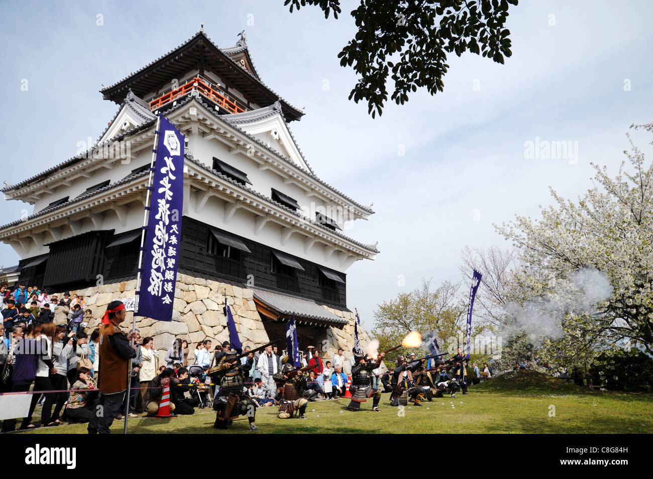 Riproduzione del festival come per la lotta contro l'antichità del Giappone Foto Stock